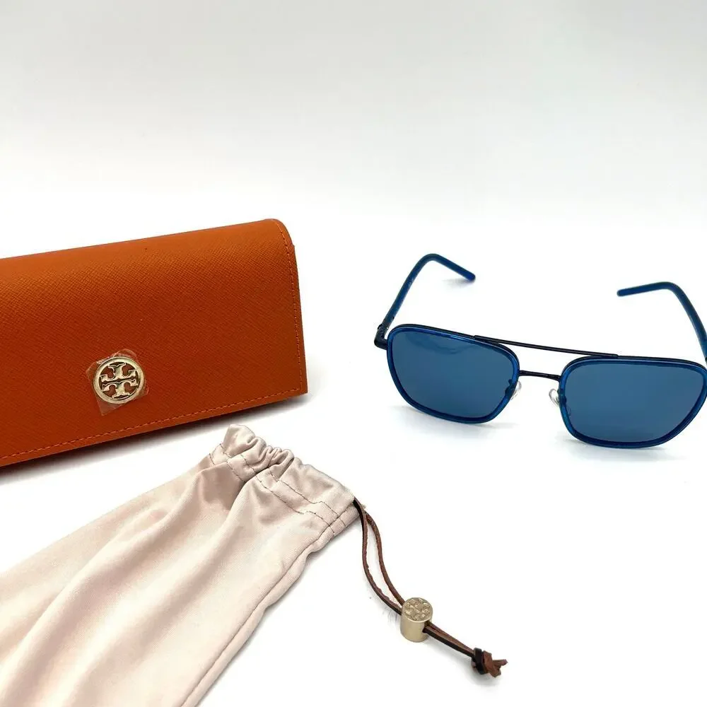 TORY BURCH NWOT Blue Transparent Sunglasses, Case and Dustbag Included - Picture 5 of 14